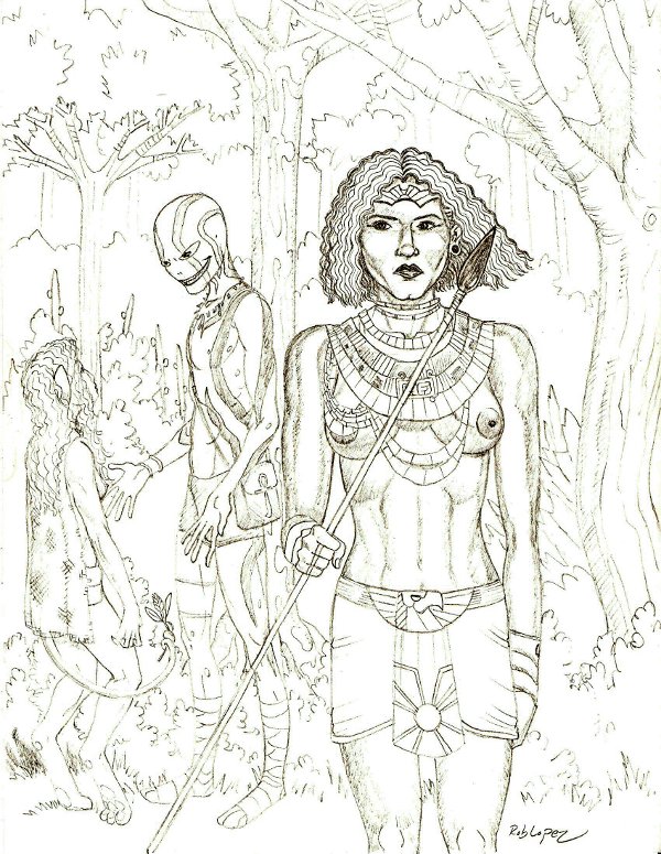 This is one of my favorites, a young princess trying not to kill her little friend despite feeling that she's making time with her man, er, salamander-man.